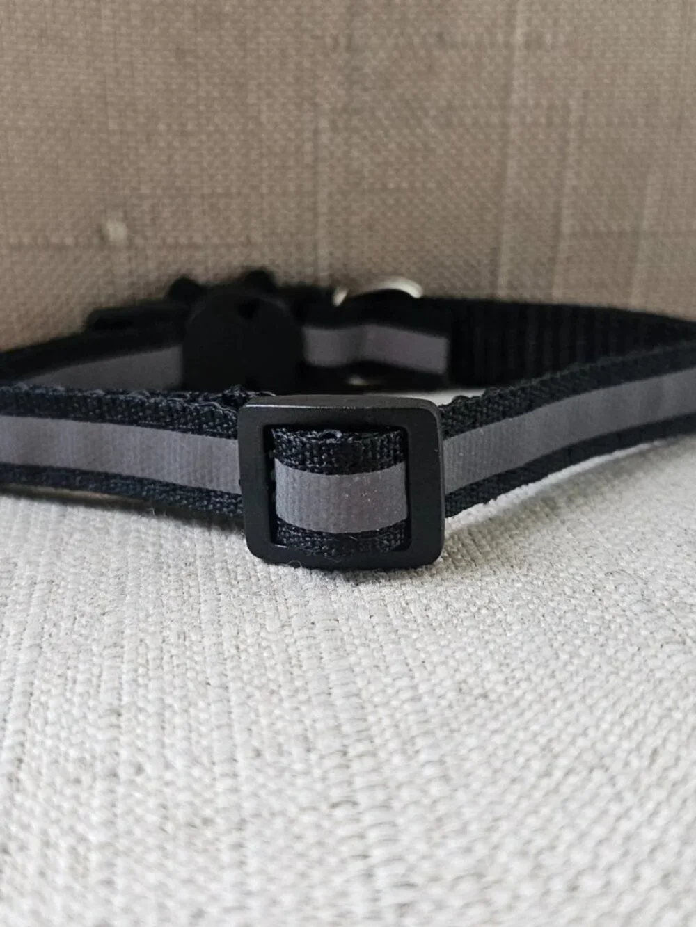 Cat Collar Black Nylon Reflective Neck Collar for Cats W/ Bell Size Adjustable